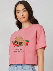 Kotty Graphic Printed Round Neck Crop Oversized T-shirt