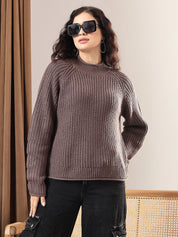 Kotty Women Ribbed Round Neck Pullover