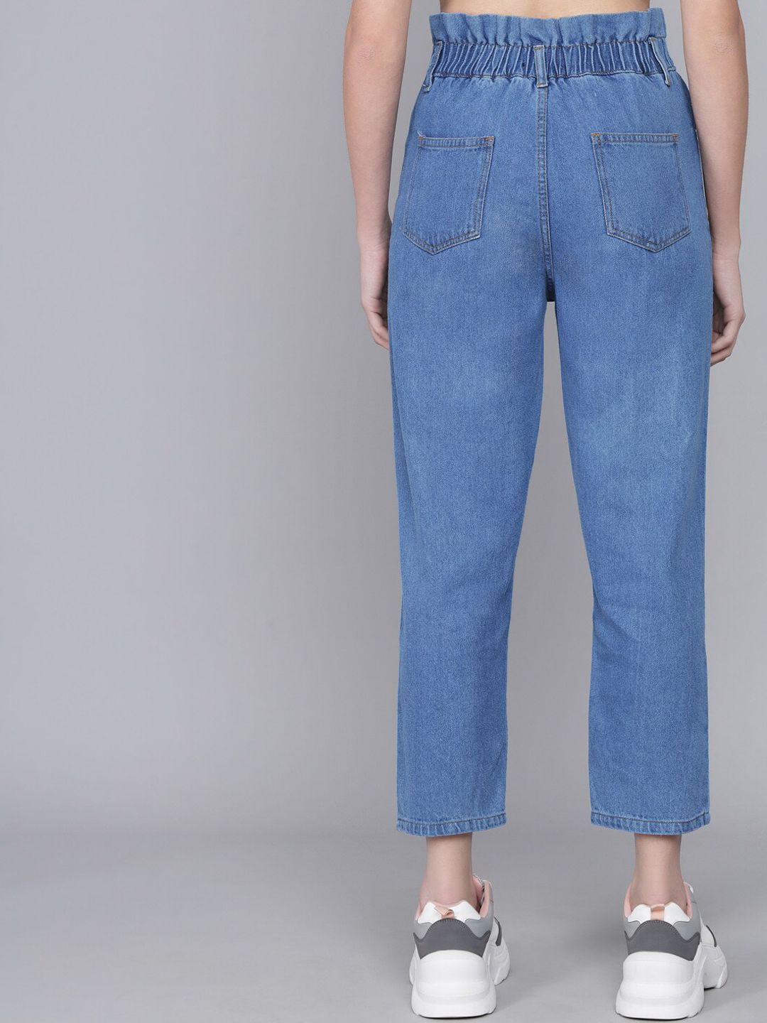 Kotty Women Blue Boyfriend Fit High-Rise Mildly Distressed Light Fade Jeans