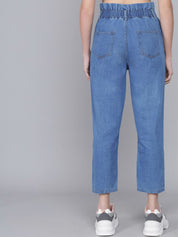 Kotty Women Blue Boyfriend Fit High-Rise Mildly Distressed Light Fade Jeans