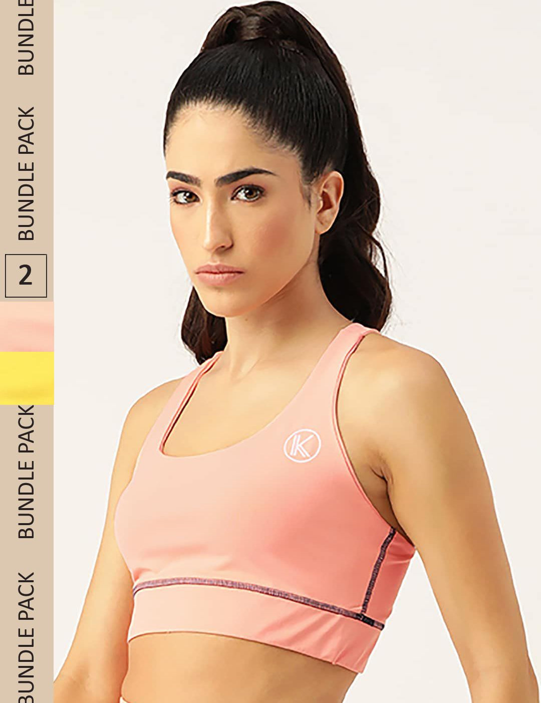 Kotty Pack Of 2 Non Padded Full Coverage All Day Comfort Seamless Sports Bra