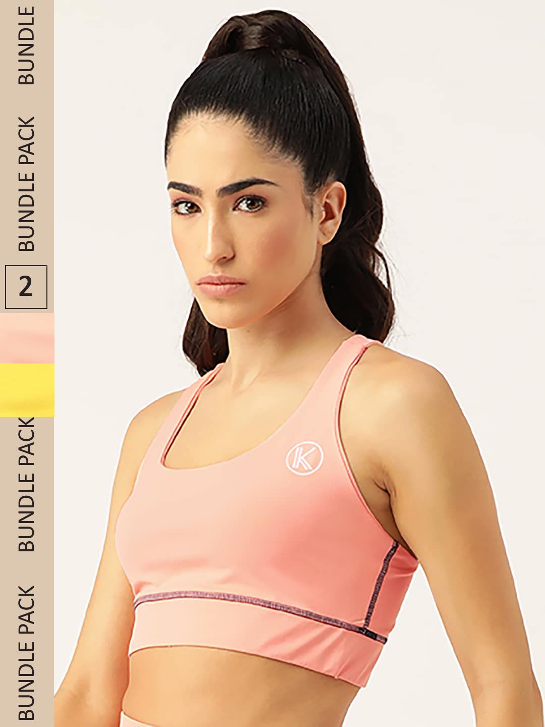 Kotty Pack Of 2 Non Padded Full Coverage All Day Comfort Seamless Sports Bra