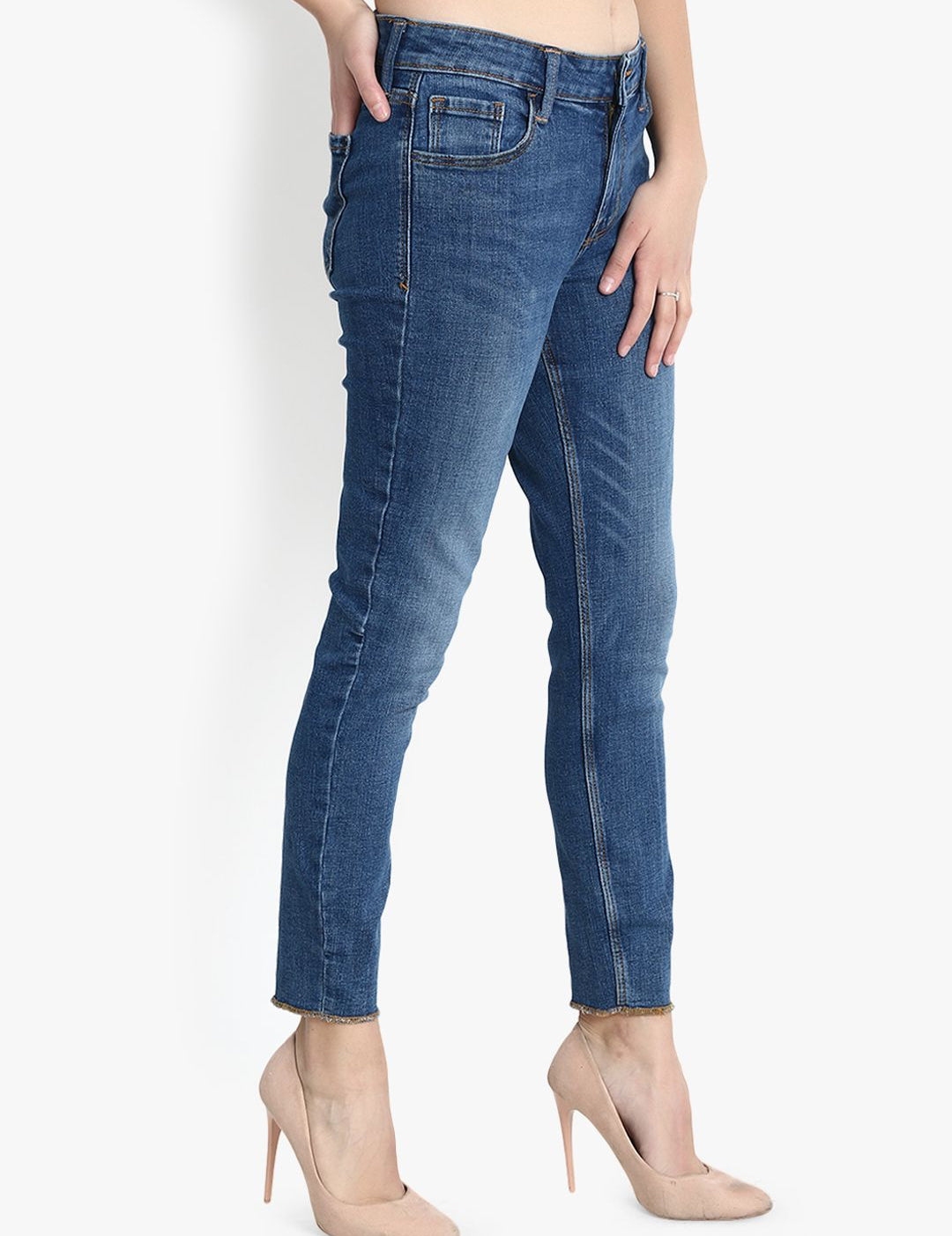 Kotty Women Blue Skinny Fit Mid-Rise Clean Look Stretchable Jeans