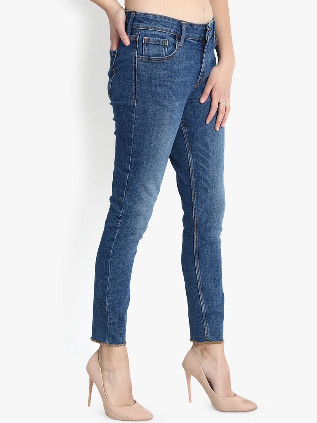 Kotty Women Blue Skinny Fit Mid-Rise Clean Look Stretchable Jeans