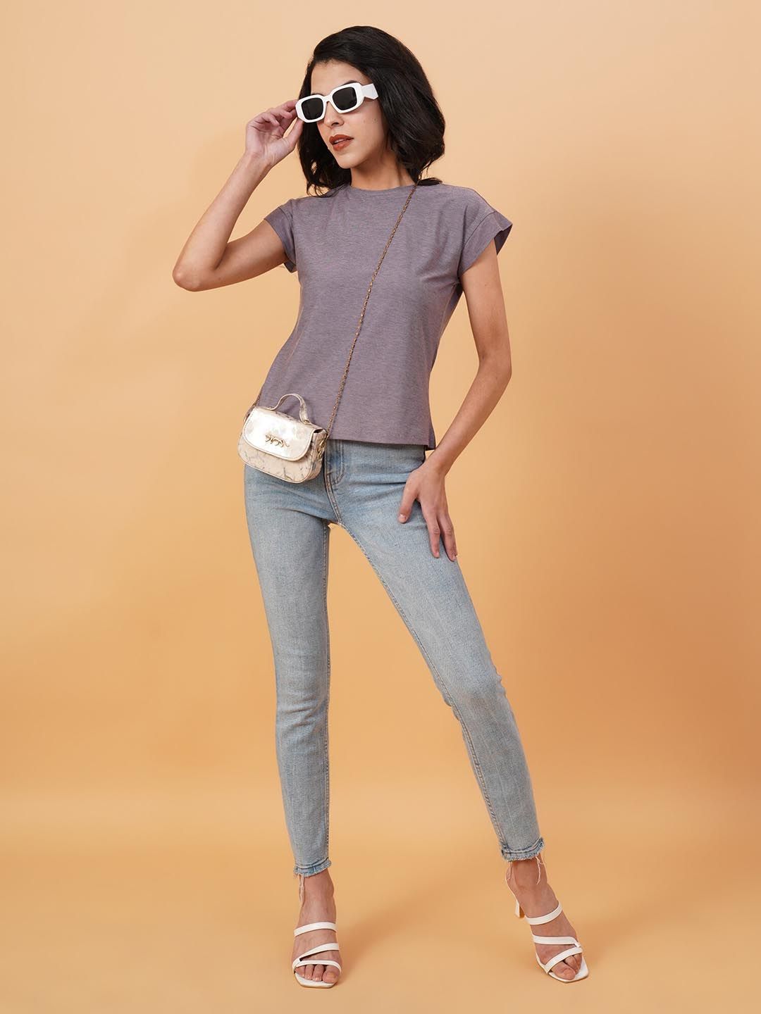 Kotty Round Neck Extended Sleeves Regular Fit T-shirt