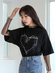 Kotty Graphic Printed Drop Shoulder Sleeves Oversize Fit T-shirt