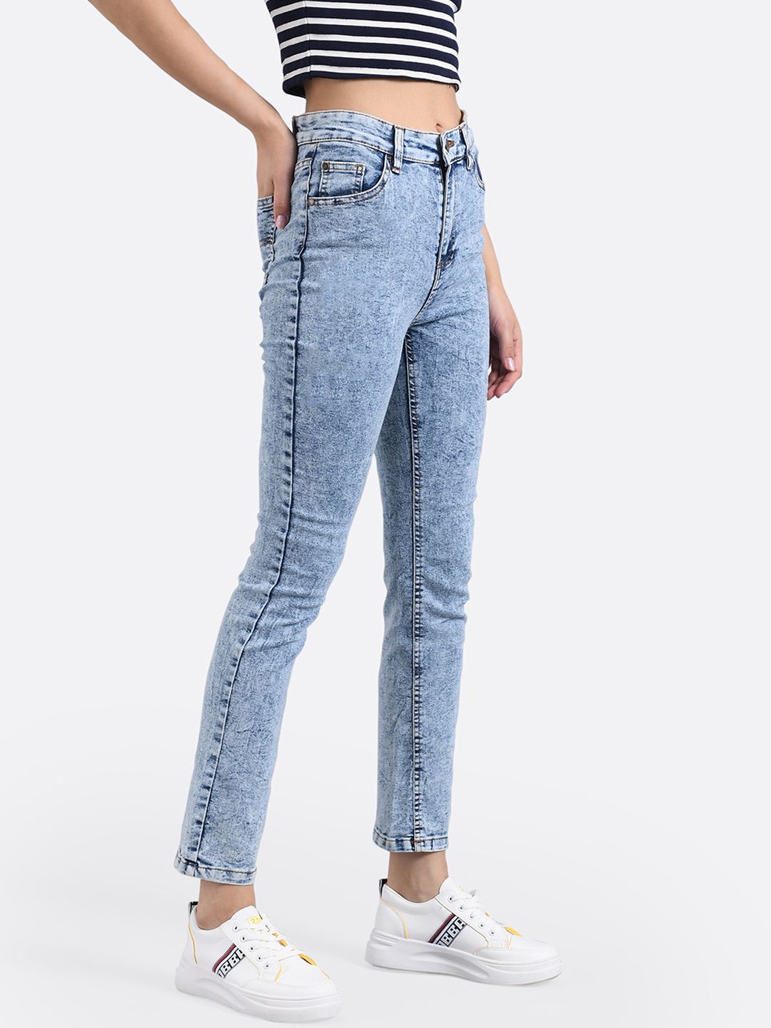 Kotty Women Blue Skinny Fit High-Rise Clean Look Jeans