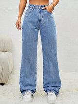 Kotty Women Wide Leg High-Rise Clean Look Crinkle Stretchable Jeans