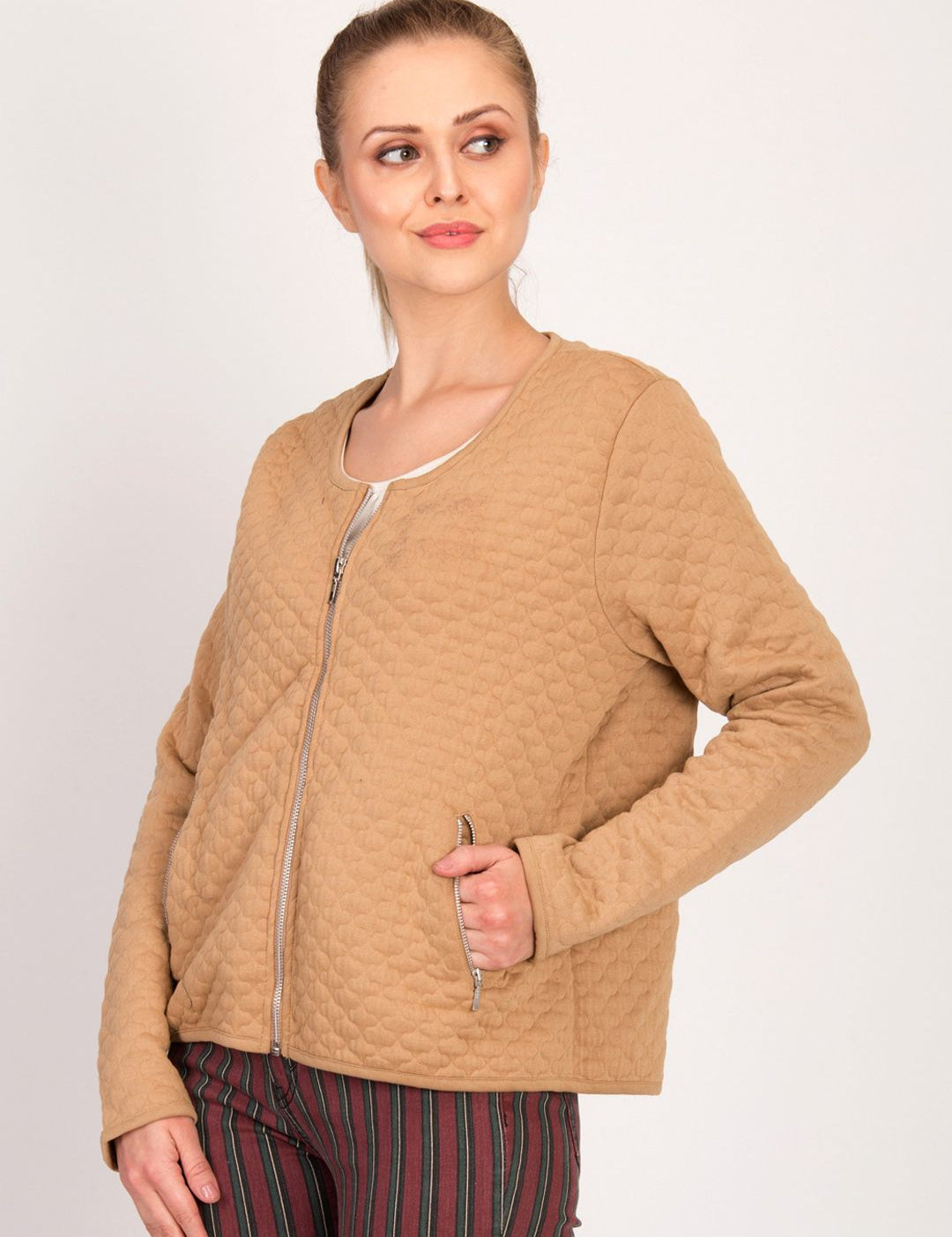 Kotty Women Brown Self Design Tailored Jacket