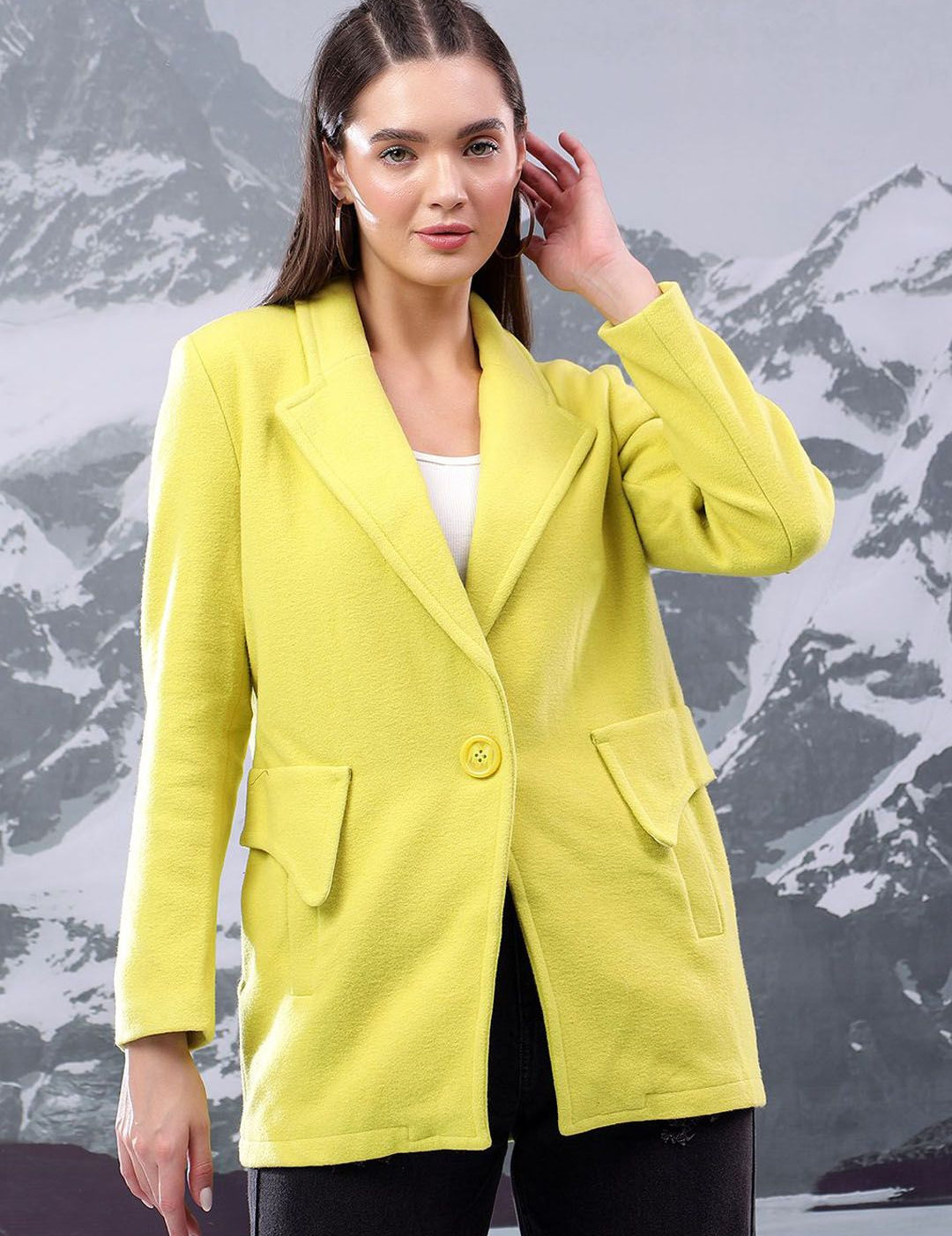 Kotty Women Notched Lapel Single-Breasted Overcoat