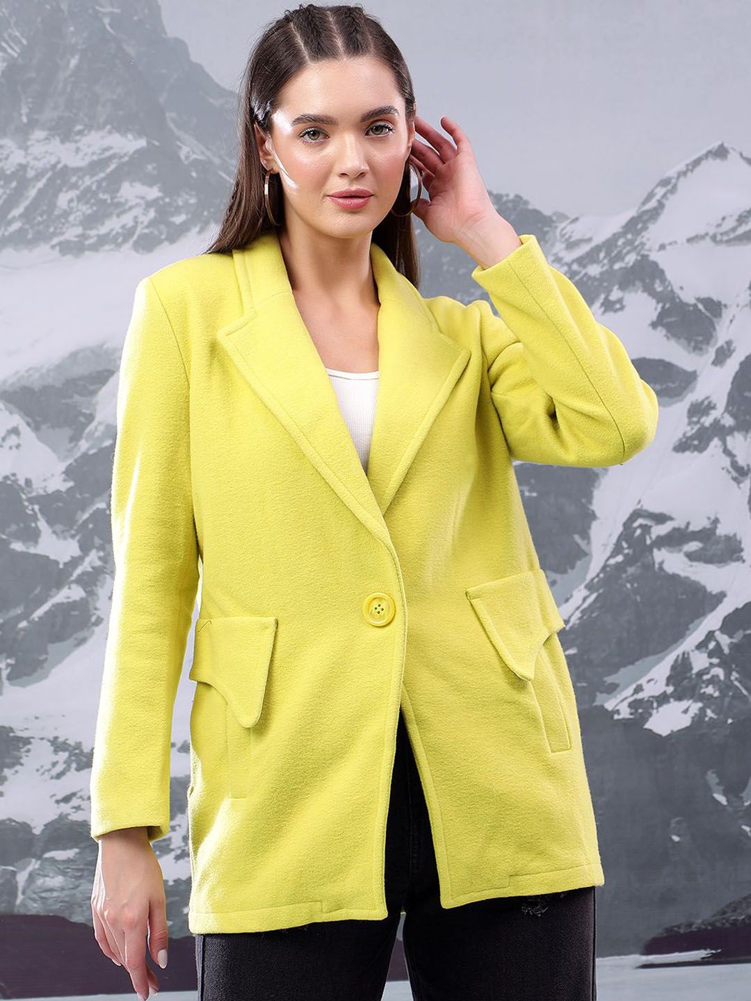 Kotty Women Notched Lapel Single-Breasted Overcoat