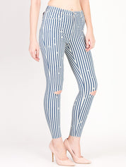 Kotty Women Blue & White Skinny Fit Jeans