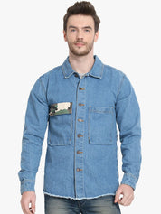 Kotty Men Blue Camouflage Denim Jacket