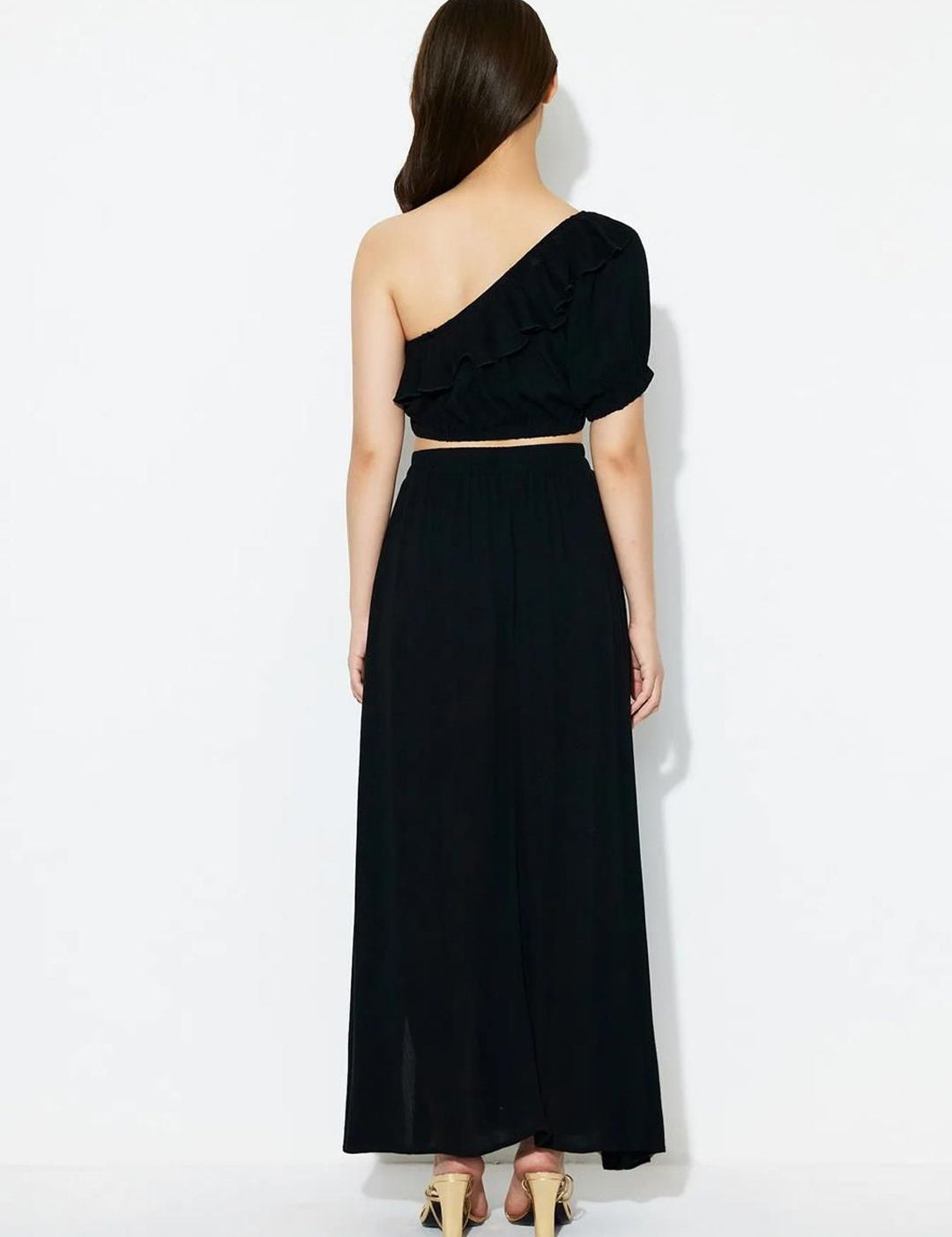 Kotty Black One Shoulder Top With Skirt
