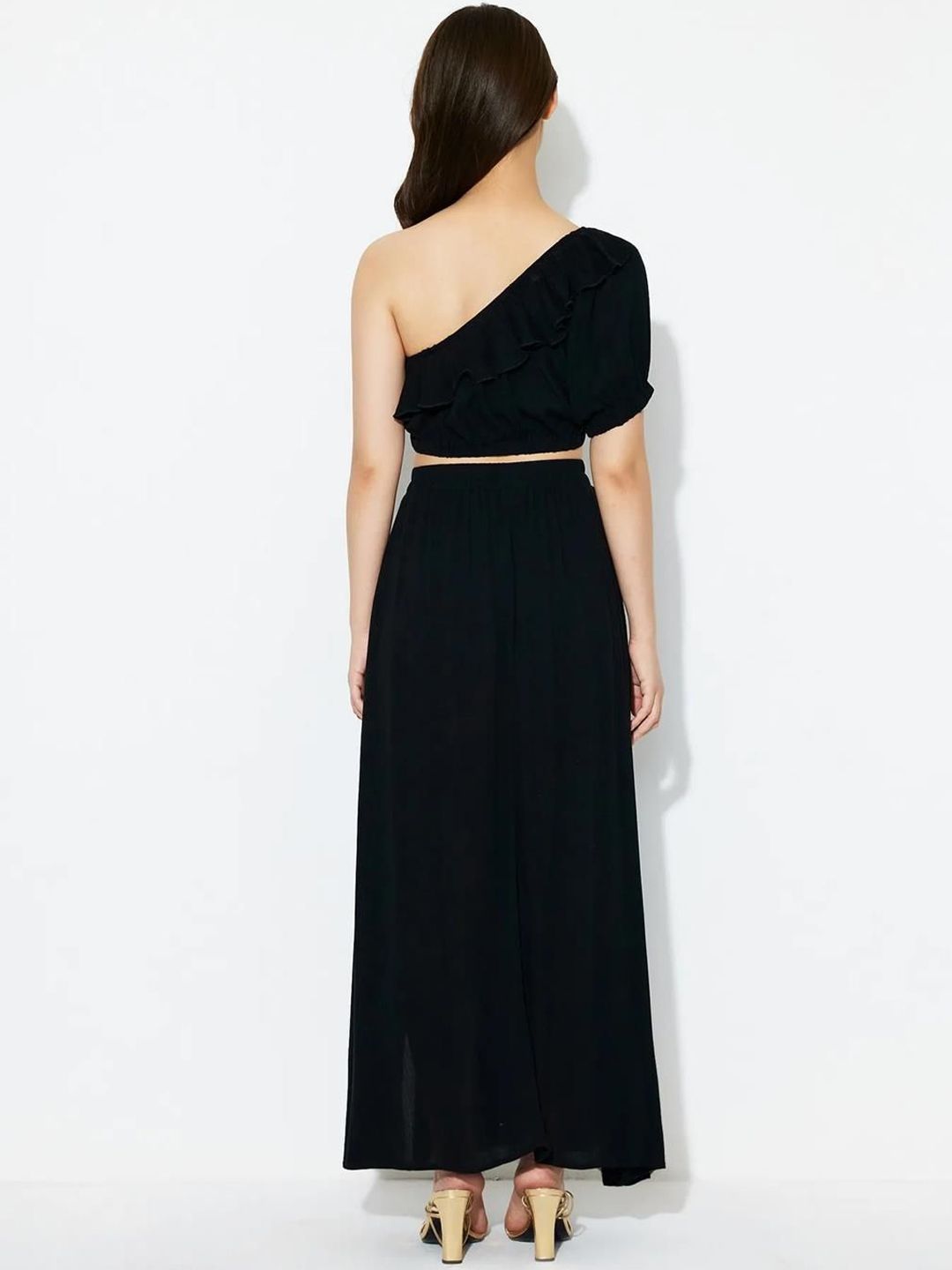 Kotty Black One Shoulder Top With Skirt