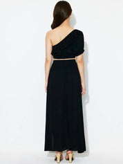 Kotty Black One Shoulder Top With Skirt