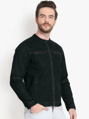 Kotty Men Black Solid Denim Jacket