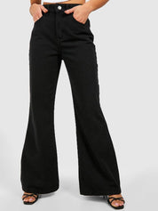 Kotty Women Black Jean Flared High-Rise Stretchable Jeans