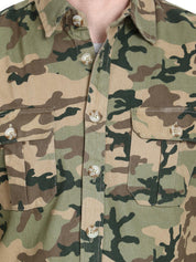 Kotty Men Olive Green Camouflage Printed Jacket