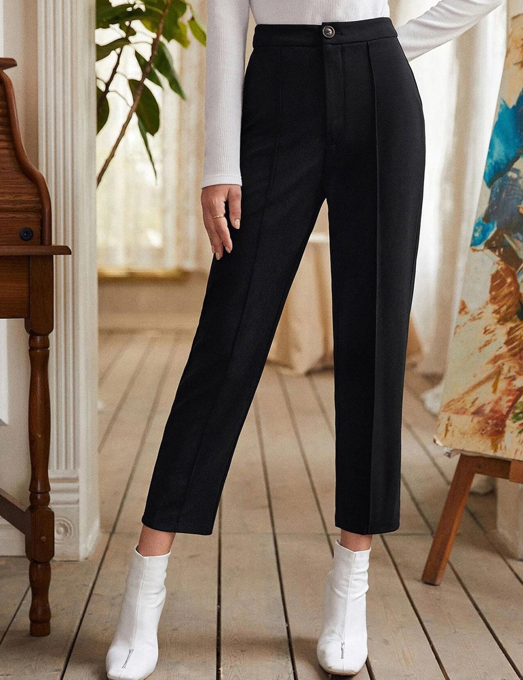 KOTTY BIZwear Women Relaxed High-Rise Easy Wash Pleated Trousers