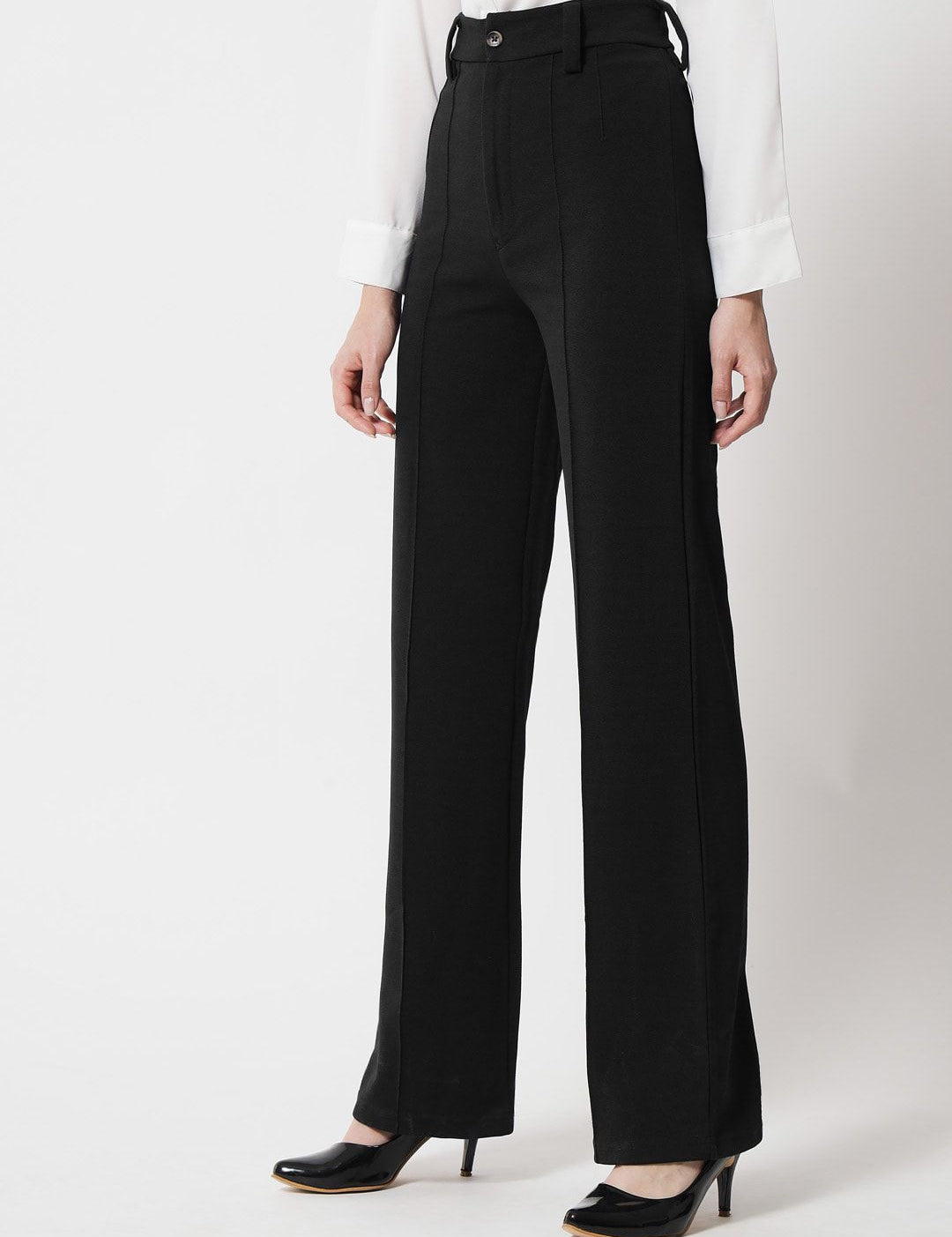 Kotty Women Pack Of 2 Relaxed Straight Leg Fit High-Rise Easy Wash Trousers