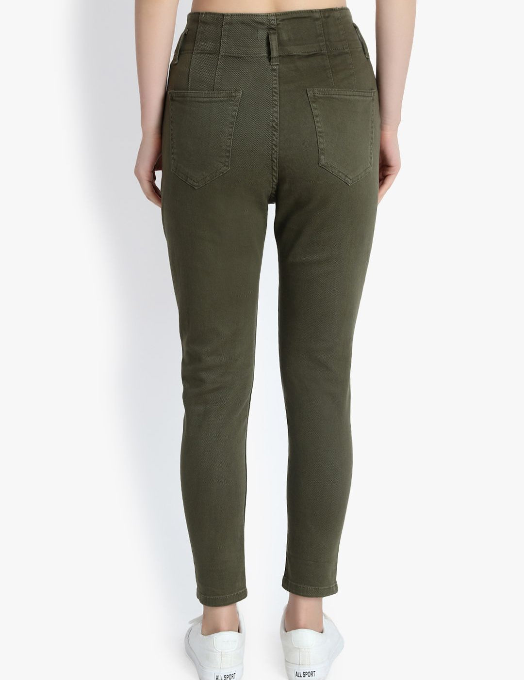 Kotty Women Olive Green Skinny Fit High-Rise Clean Look Jeans