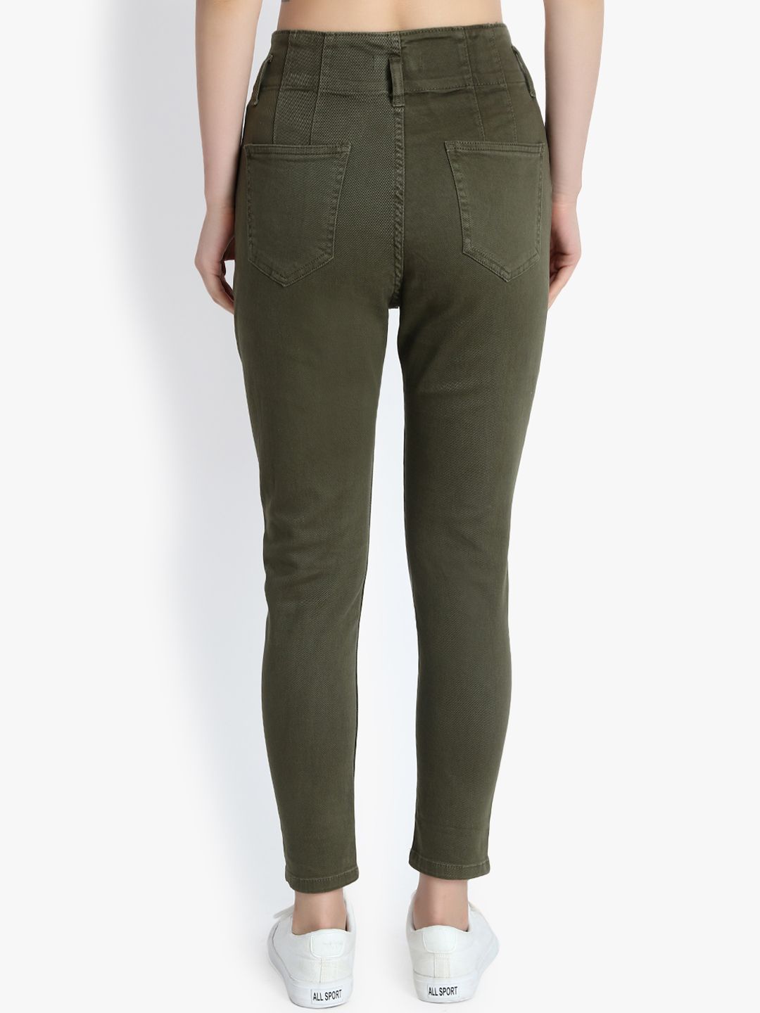 Kotty Women Olive Green Skinny Fit High-Rise Clean Look Jeans