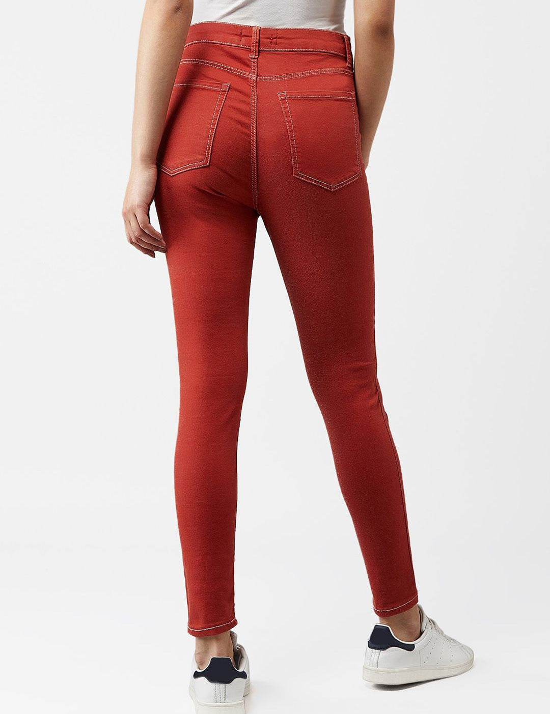 Kotty Women Rust Orange Skinny Fit High-Rise Clean Look Jeans