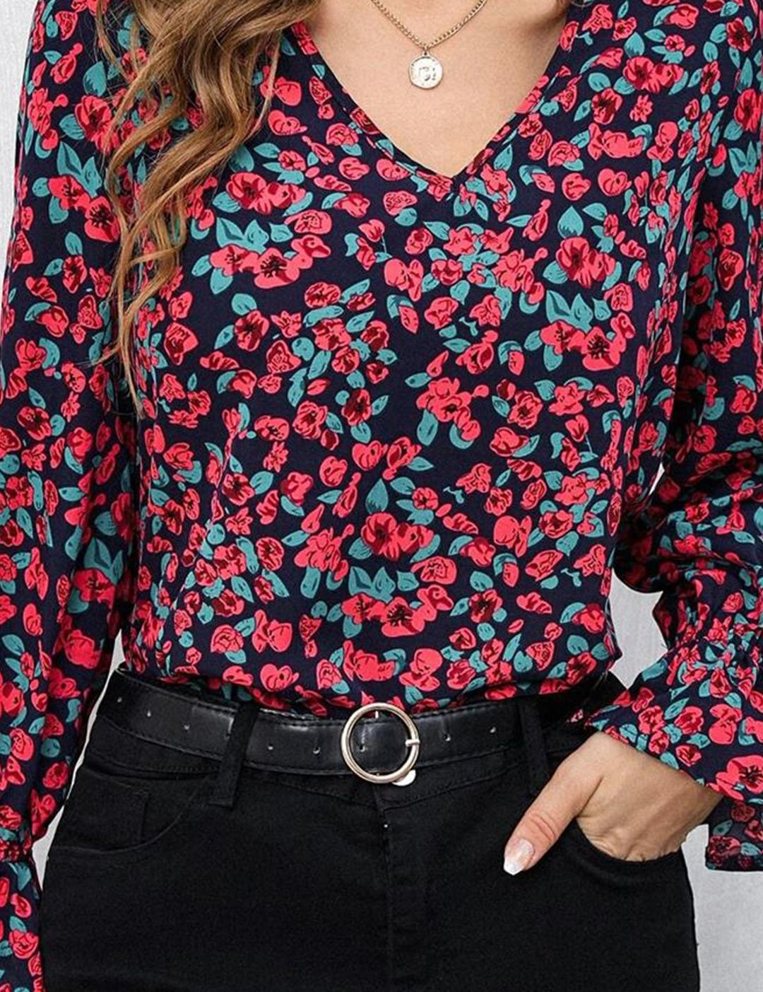 Kotty Floral Print Bell Sleeve Top