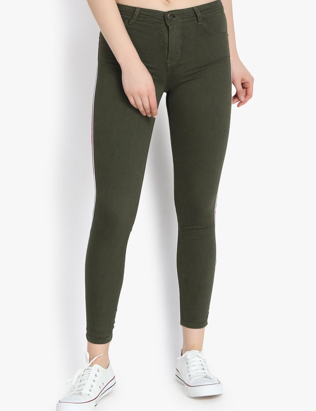 Kotty Women Olive Green Skinny Fit High-Rise Clean Look Stretchable Jeans