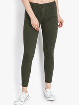 Kotty Women Olive Green Skinny Fit High-Rise Clean Look Stretchable Jeans