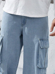 Kotty Men Relaxed Fit Low-Rise Stretchable Cargo Jeans