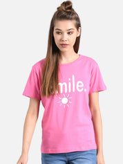Kotty Women Pink Printed Round Neck T-shirt