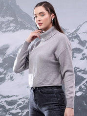 Kotty Women Turtle Neck Crop Pullover