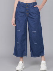 Kotty Women Blue Flared High-Rise Mildly Distressed Jeans