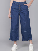 Kotty Women Blue Flared High-Rise Mildly Distressed Jeans