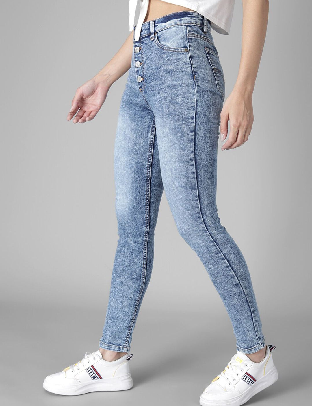 Kotty Women Blue Skinny Fit High-Rise Clean Look Jeans