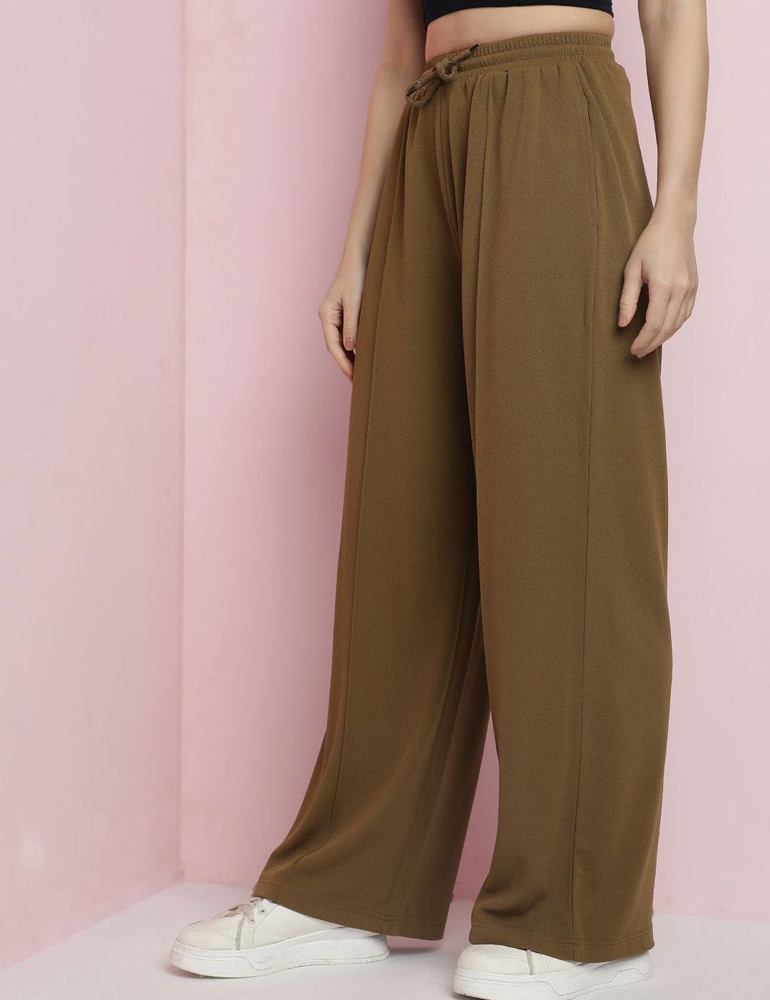 Kotty Women High-Rise Easy Wash Parallel Regular Fit Trousers