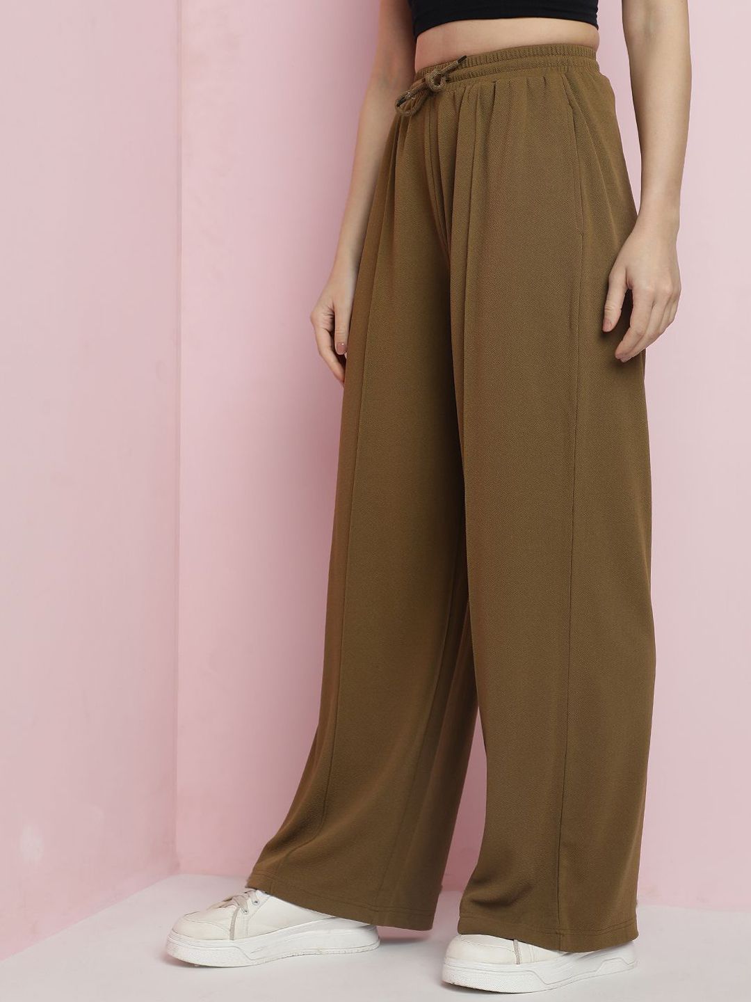 Kotty Women High-Rise Easy Wash Parallel Regular Fit Trousers