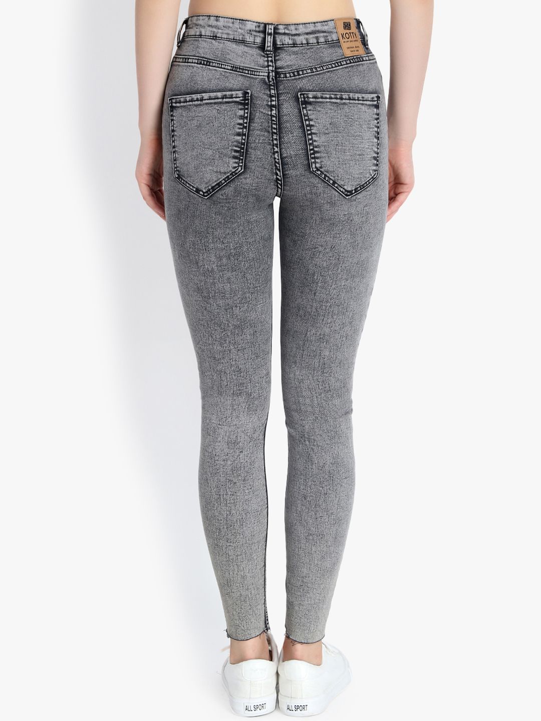 Kotty Women Charcoal Grey Skinny Fit High-Rise Clean Look Jeans