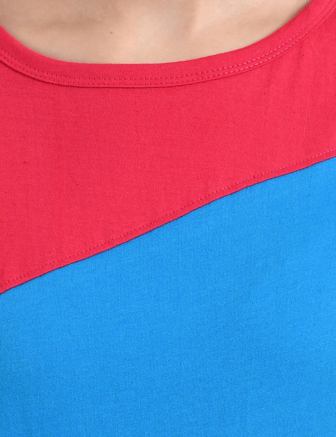 Kotty Colourblocked Round Neck Cotton T-shirt