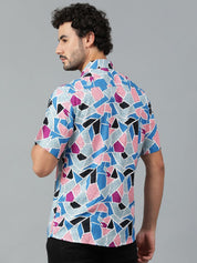 Kotty Men Cuban Collar Abstract Printed Casual Shirt