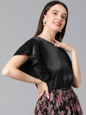 Kotty Flutter Sleeve Satin Top