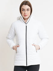 Kotty Women White Windcheater Puffer Jacket