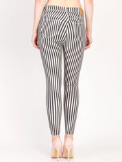 Kotty Women White and Black Striped Skinny Fit High-Rise Distress Jeans