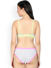 Kotty Women White And Grey Striped Lingerie Set KTTIW81