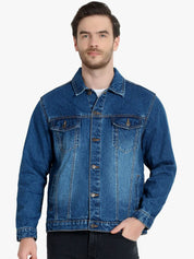 Kotty Men Blue Solid Denim Jacket