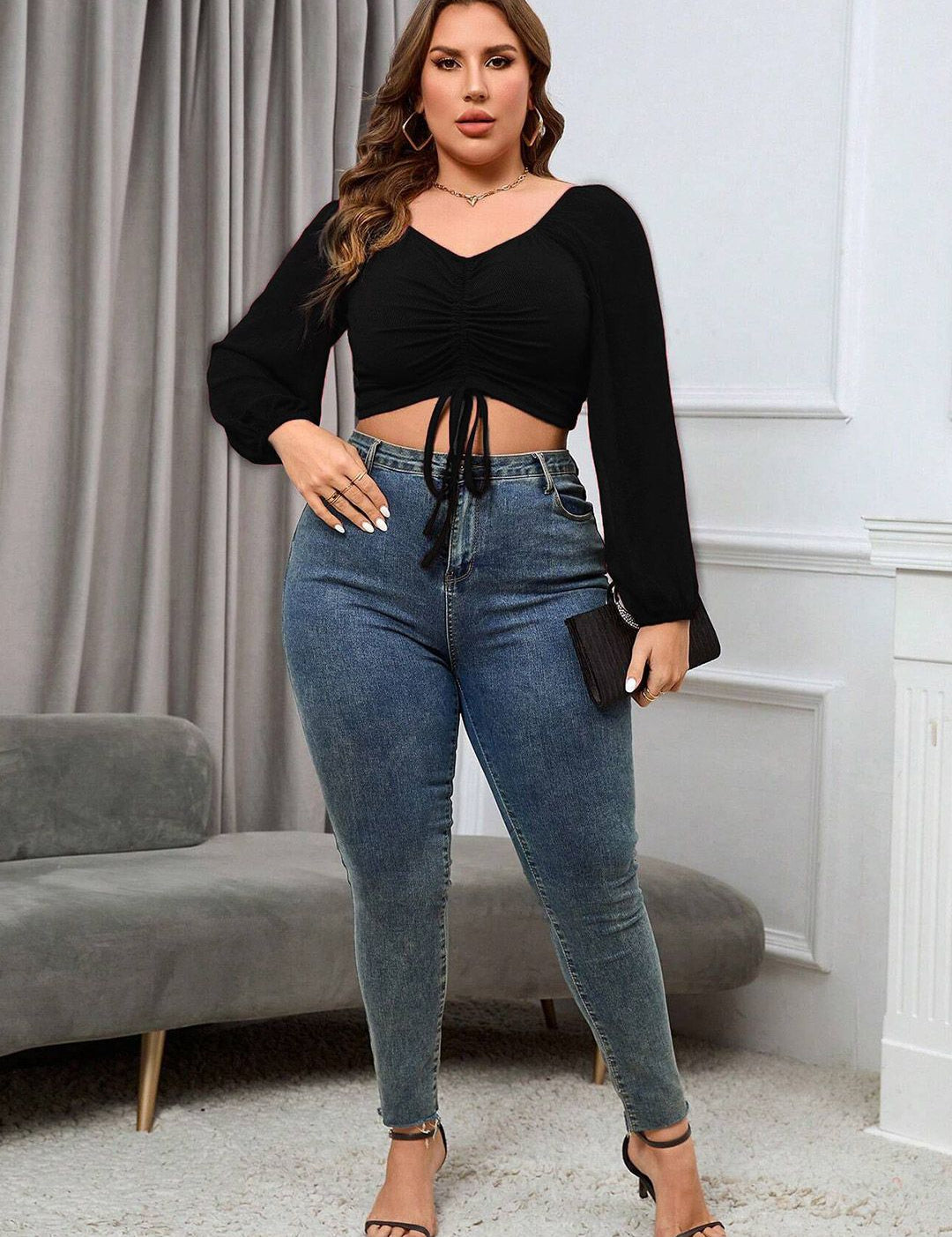 KOTTY Off-Shoulder Puff Sleeve Blouson Top