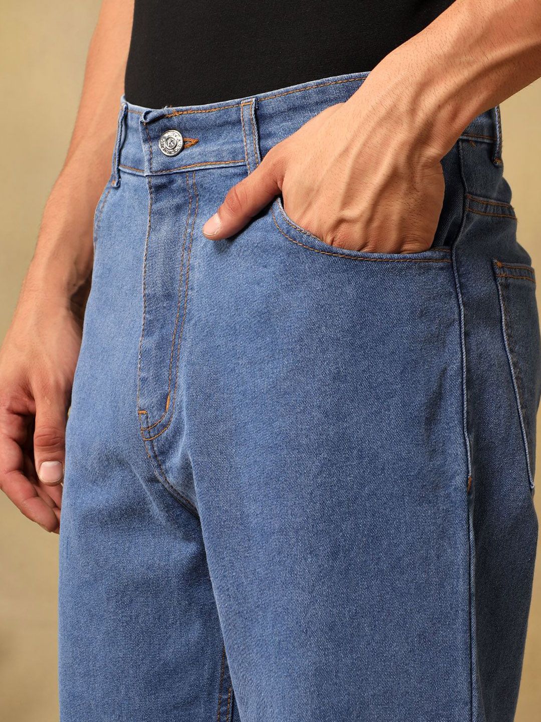 Kotty Men Relaxed Fit Mid-Rise Cotton Stretchable Jeans