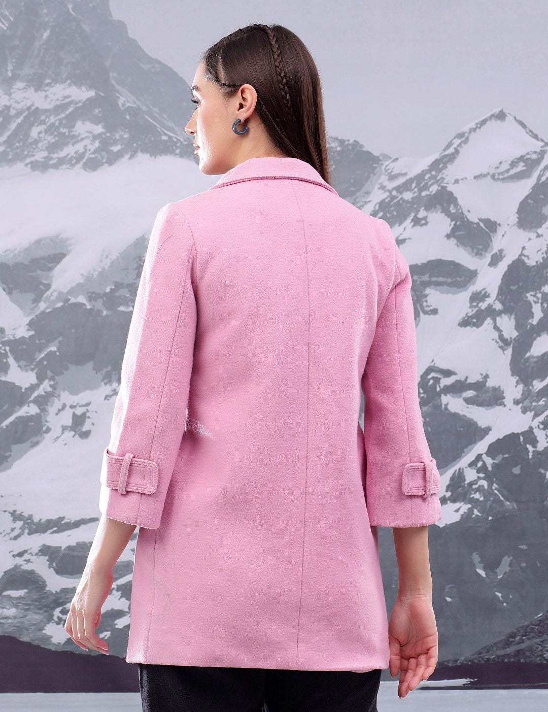 Kotty Women Notched Lapel Collar Longline Overcoat